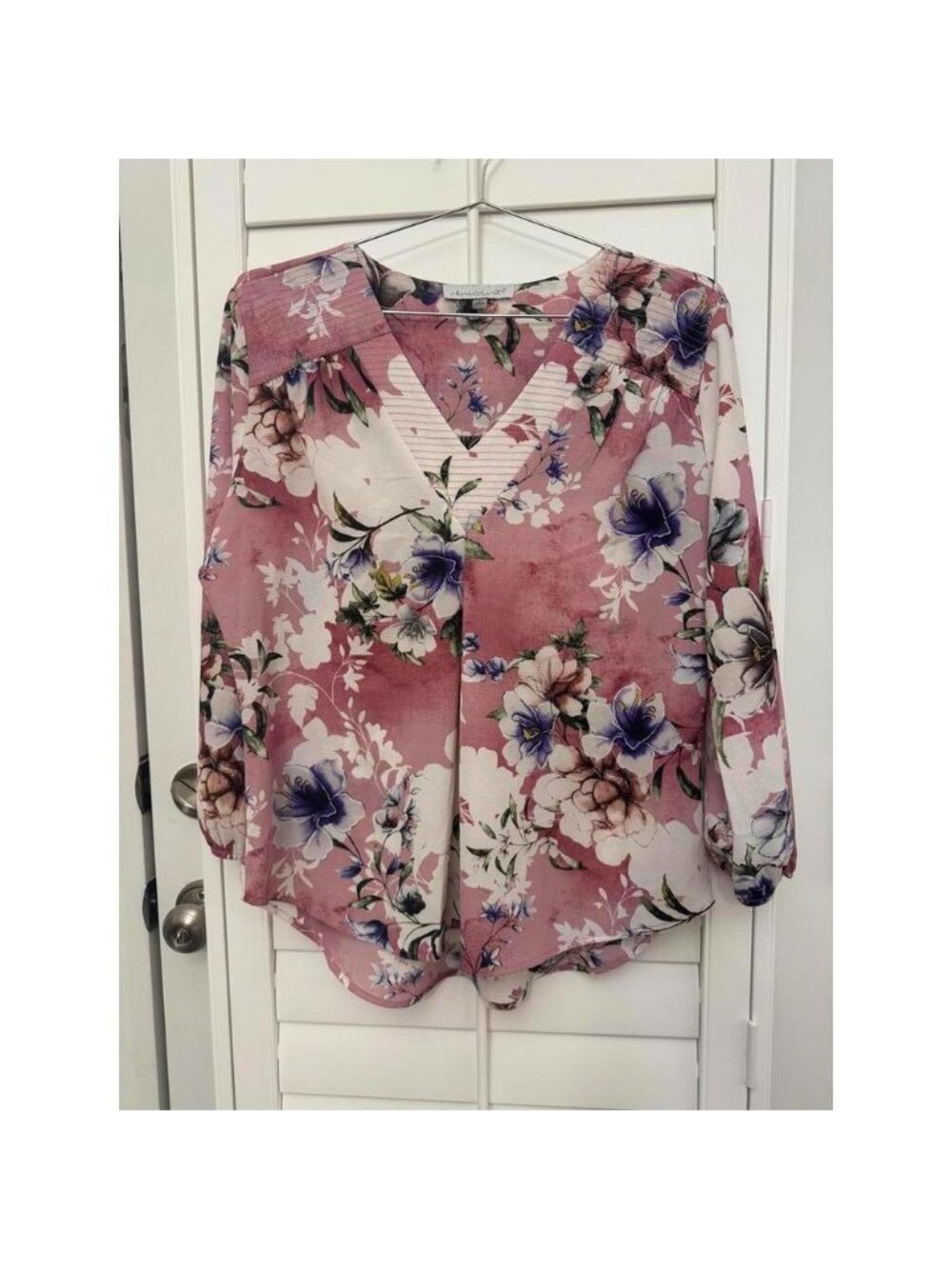 Karen Hart floral‎ print blouse size Large